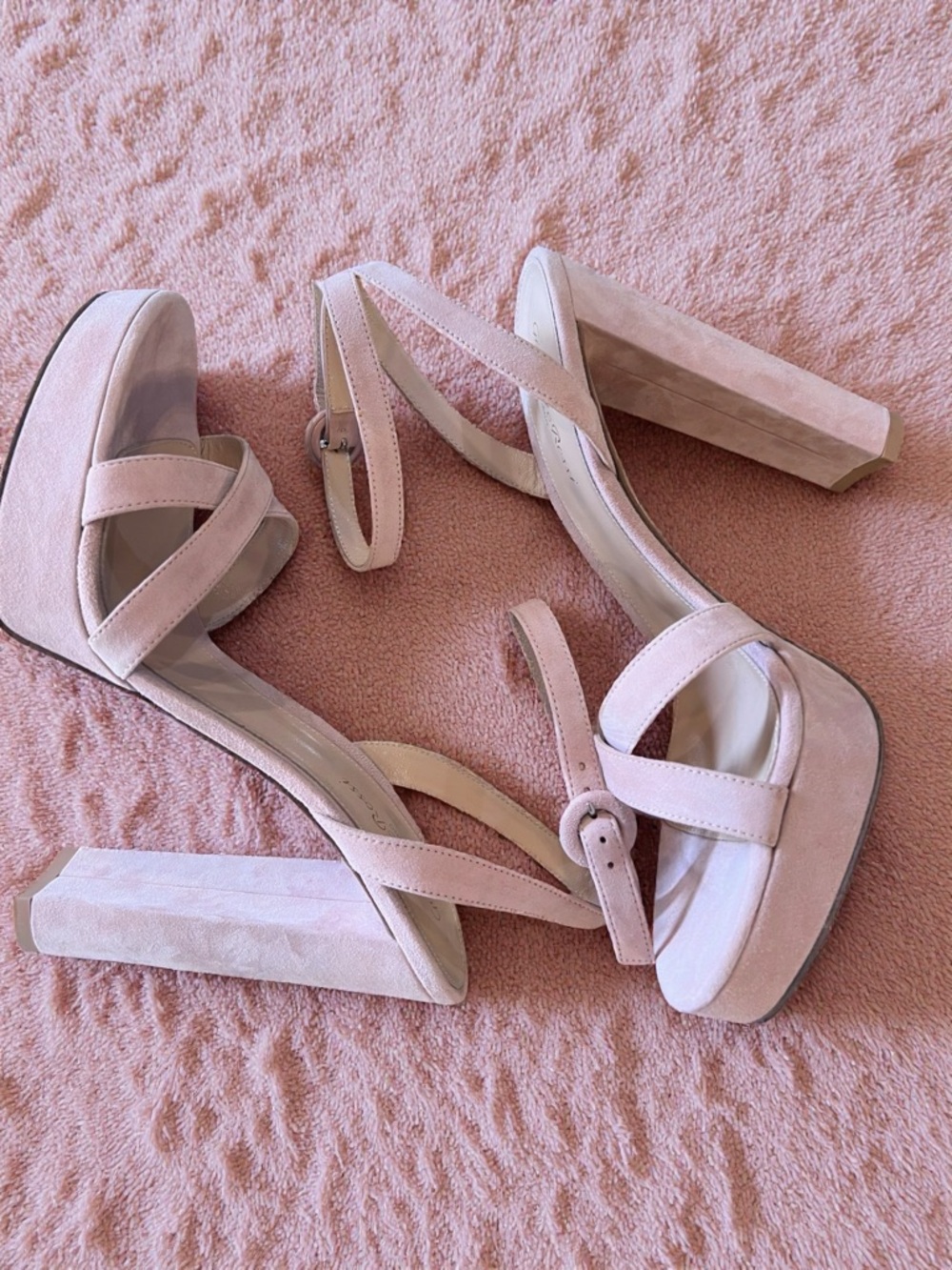 Gianvito Rossi Pink Platform Sandal in Dahlia Ballet Pink Suede